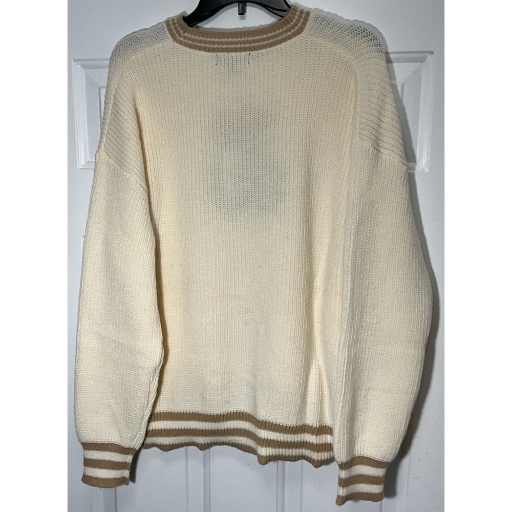 Simply Southern Cream Embroidered Bear Pink Bow Sweater Women's XL - Picture 2 of 9